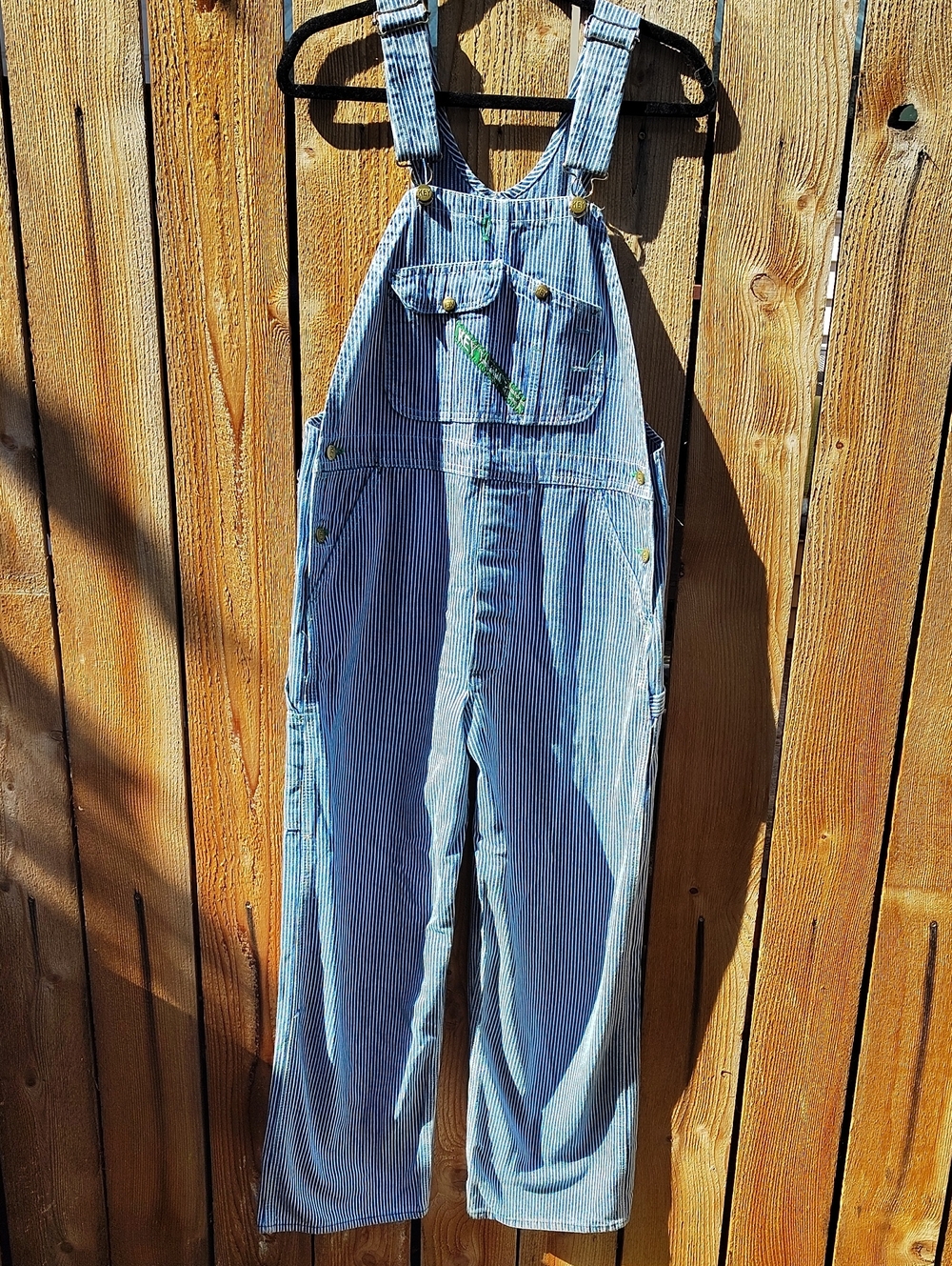 Vintage Key Imperial Blue Stripe Women's Denim Overalls